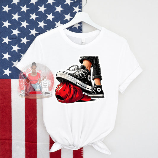 Kamala stepping on MAGA hat